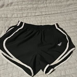 Varsity Black Shorts with White Accents